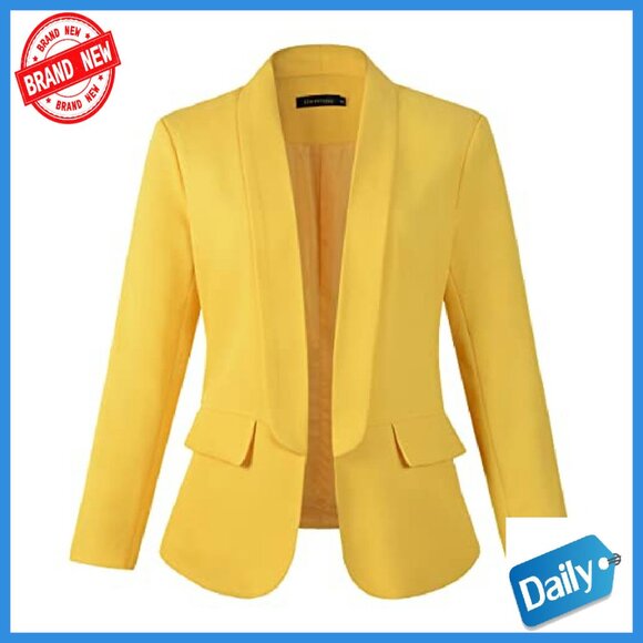 Women's Long Sleeve Casual Blazer Jacket No Button Recycled Material - Picture 2 of 8